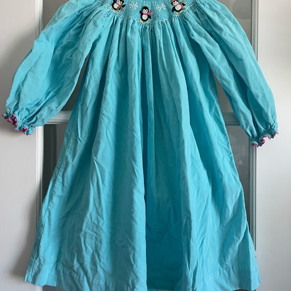 Christmas Dress With Penguin Smocking Size 6